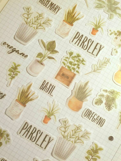 40Pcs Herbs & Plants Stickers Pack | Nature Scrapbooking Journaling Diary Journal