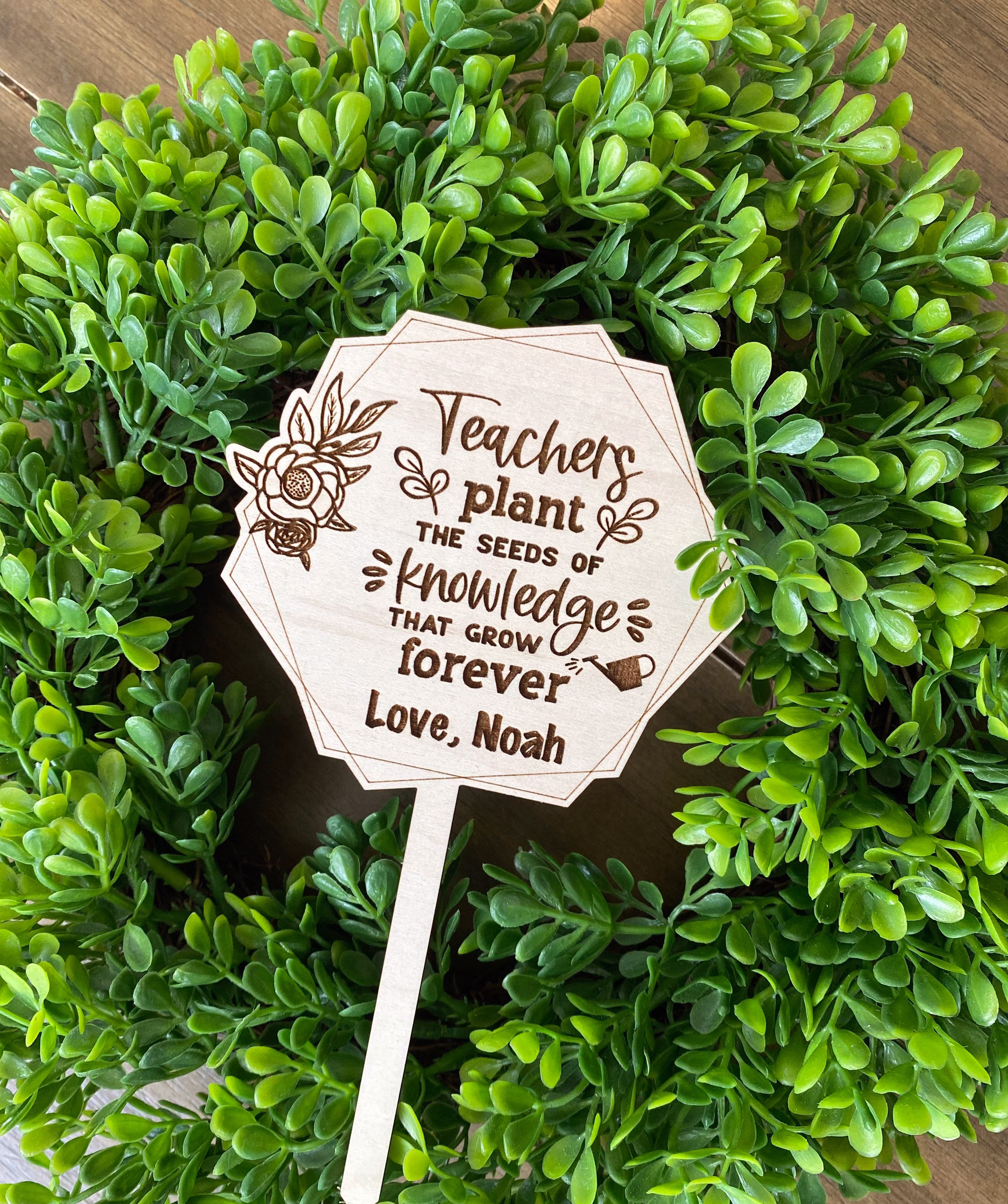 Teacher's Plant The Seeds Of Knowledge That Grow Forever | Teacher Appreciation Gift Thank You Stake Planter Sticks