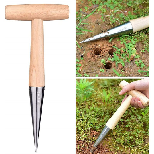 Flower bulb planter with long hand seed tongs for horticulture
