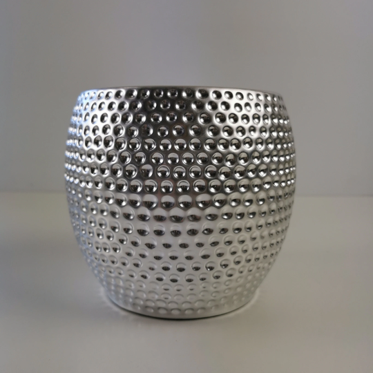 Platinum Silver Dimple Mirrored Planter/House Plant Pot 3 Sizes
