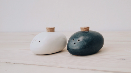 Ceramic Salt & Pepper Shakers | Handmade Pottery Tableware Dinnerware Set Ceramics