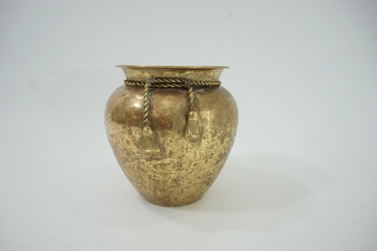 Vintage Brass Planter, Bucket, Flower Plant Holder, Hammered Discolored Metal, Planter Free Usa Ship