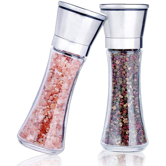 Stainless Steel Salt and Pepper Mill Set of 2 with Adjustable Ceramic Mill - Spice Mill & Salt Mill
