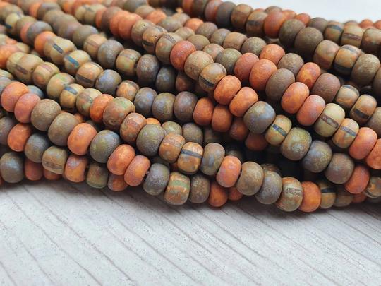 4/0 Rustic Mosaic Picasso Seed Beads | 5mm Full Strand