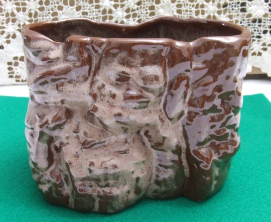 Vintage Ceramic Terra-Cotta Frankoma Planter Brown Natural Organic Form, Nature Inspired Earthy Boho