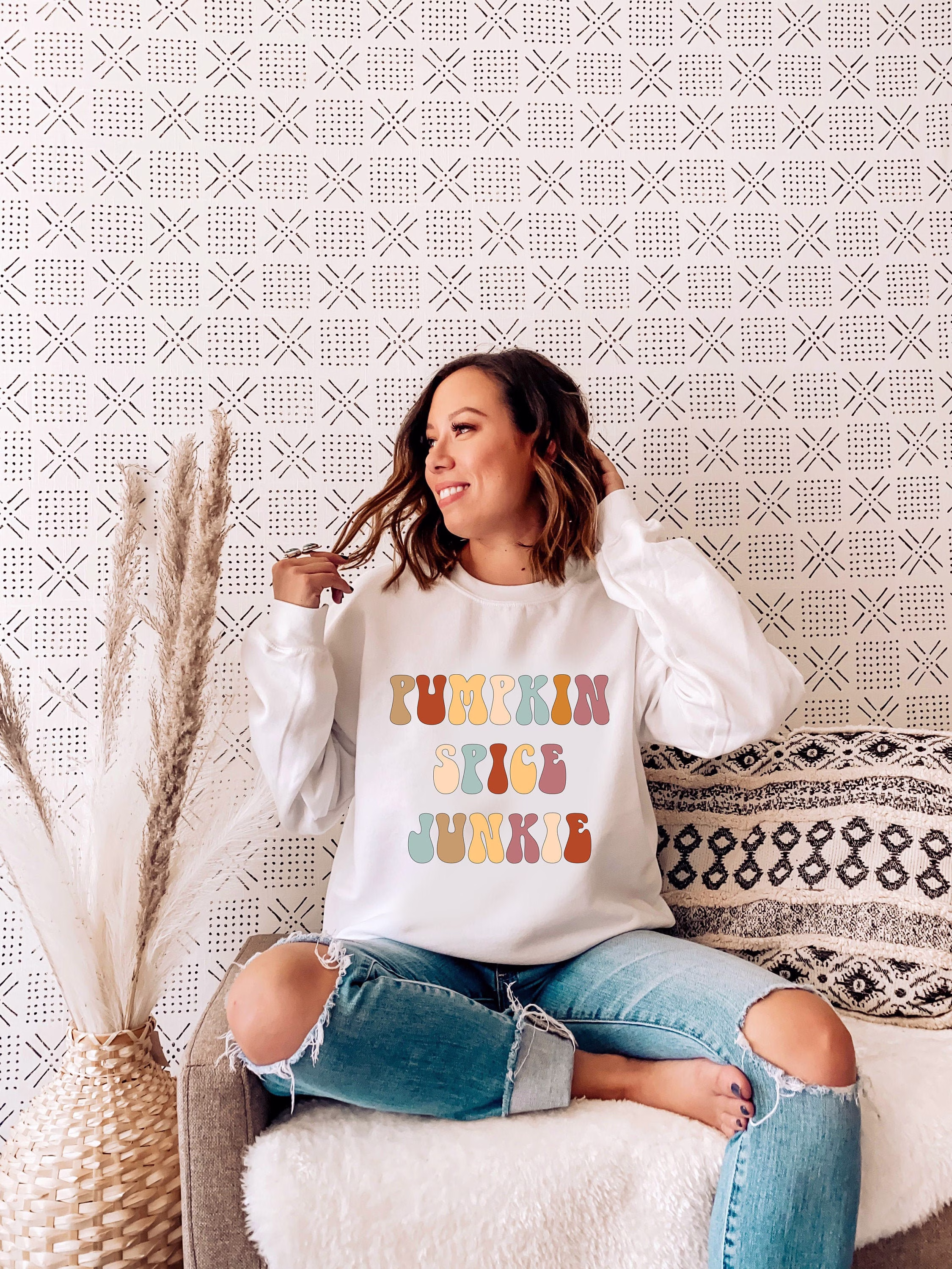 Pumpkin Spice Sweatshirt, Season, Halloween Pumpkin, Fall Cute Boho Sweater