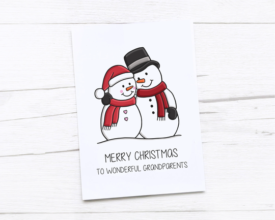 Happy Christmas Card | Merry Snowman Grandparents