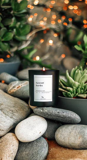 Tuscan Herbs Soy Wax Candle Natural Essential Oil Spa Gift Box Herb Scented For Her Aromatherapy Candle, Meditation