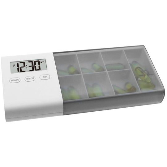 Superseller - Dust-proof Separated Pill Organizer Pill Box Case Electronic Timer Alarm Clock Reminder Medicine Storage Dispenser, Grey - Grey