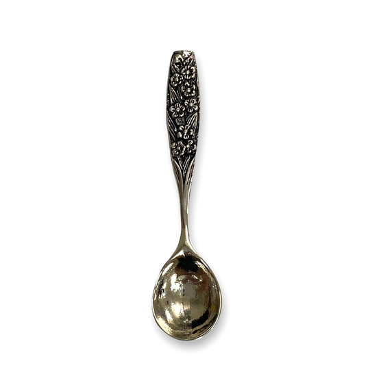 Victorian Style Flower Salt Spoon 925 Sterling Sliver