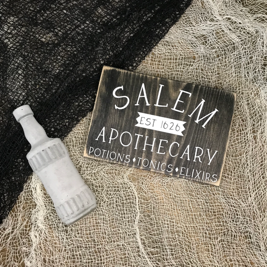 Salem Apothecary Wood Sign, Halloween Decor, Fall Farmhouse Seasonal Signs, Cottagecore, Holistic