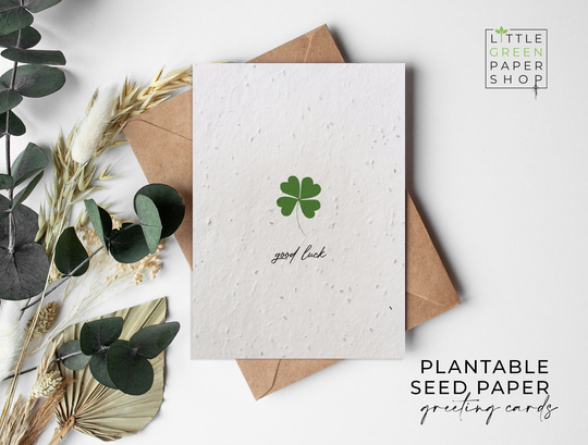 Plantable Flower Seed Paper Cards A6 - Good Luck Leaving, New Job, Cute, Friends, Family, Greeting, Gardening, Eco-Friendly, Biodegradable