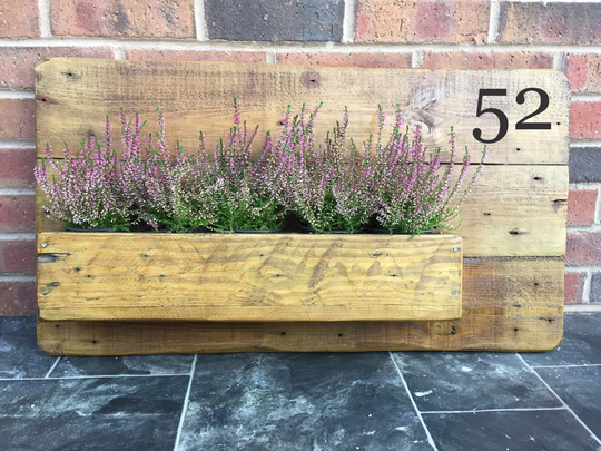 Rustic Wall Planter With House Number