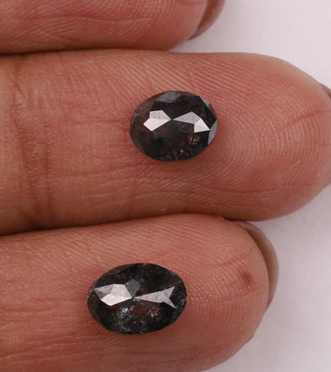 1.43 Ct Salt & Pepper Diamond, Oval Shape Diamond Natural Loose Beautiful Cut For Engagement Wedding Ring Black Grey Color, 31