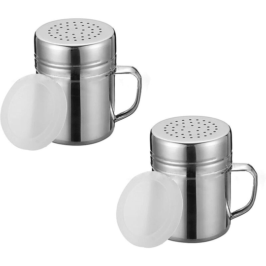 Devenirriche - 2pcs Kitchen Sieve, Flour Sprinklers Stainless Steel Sieve Pastry Shaker Chocolate Icing Kitchen Sieve, for Cocoa Coffee Sugar Salt