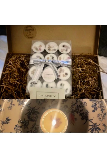 New Mixed Gem Crystal Tea Lights - 12 Long Burning Lights With Healing Crystals & Herbs. Helpful Meditation Manifestation