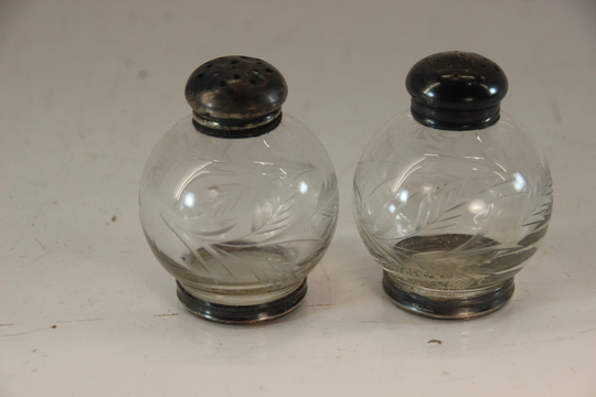 Vintage Cut Glass, Sterling, Salt & Pepper, Shakers, Marked Silver, Sterling Victorian Mother's Day Gift