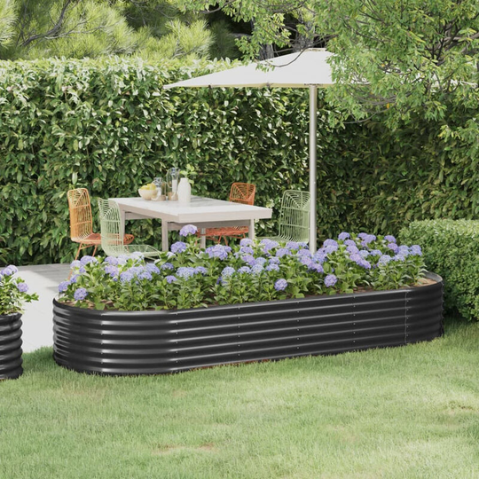 Asupermall - Garden Planter Powder-coated Steel 249x100x36 cm Anthracite