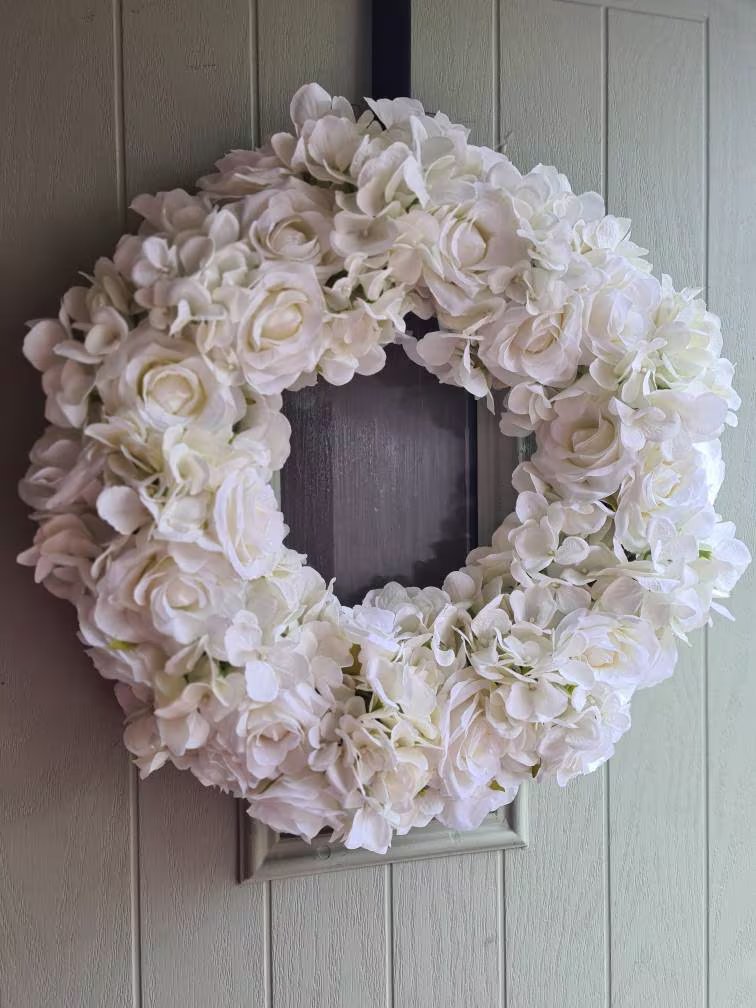 Rose & Hydrangea Wreath, Seasonal Handmade Wreath Summer