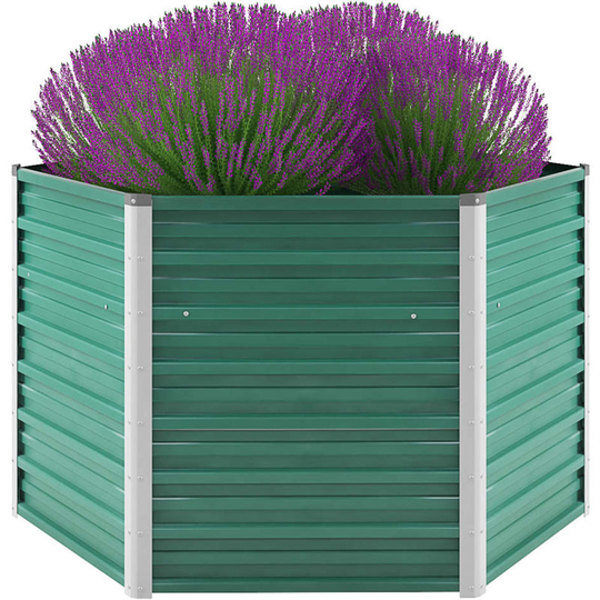 Hommoo - Garden Planter Galvanised Steel 129x129x77 cm Green VD29037