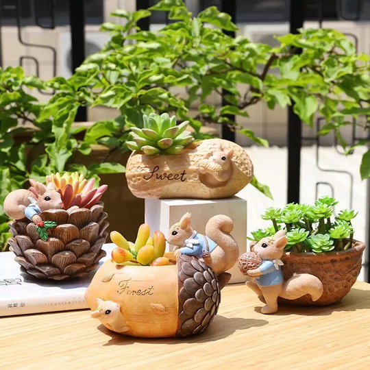 Squirrel Planter, Plant Pot, Animal Pot For Succulents Plants, Flower Ornament, Pen
