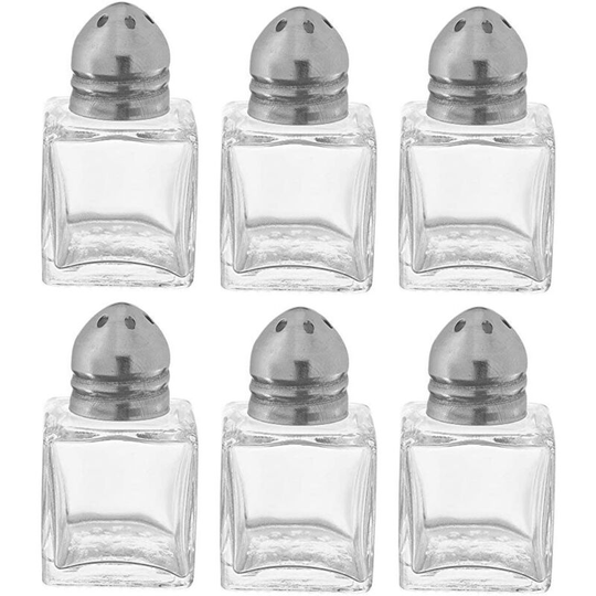 Pesce - Mini Salt and Pepper Shakers, 0.5 oz / 1/2 oz Glass Cube Body Restaurant Salt and Pepper Shakers shape1
