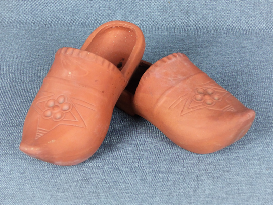 Pair Of Vintage French Terracotta Clog Planters