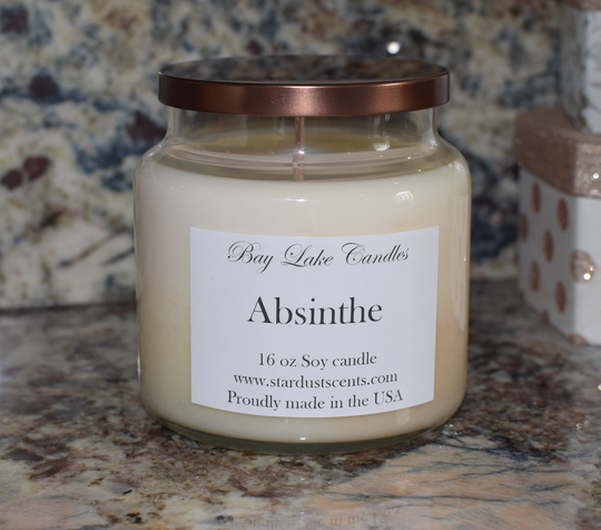 Absinthe Alcohol Scent 16 Oz Apothecary Jar Bay Lake Candes | Soy Candle Gift For Him Anniversary