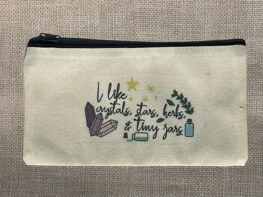 I Like Crystals, Stars, Herbs & Tiny Jars Cosmetic Make Up Bag/Gift Bag Pencil Bag/ Witch Baby