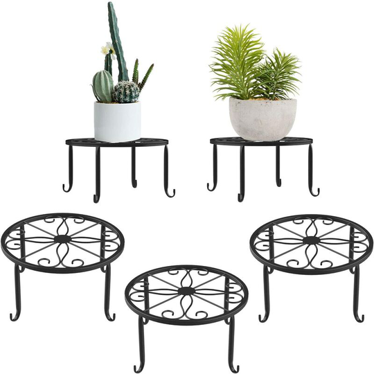 Langray - Potted Plant Bracket, [Set of 3] Rust Resistant Indoor Iron Flower Pots Holder, 9 Inch Durable Metal Garden Hanger - Black