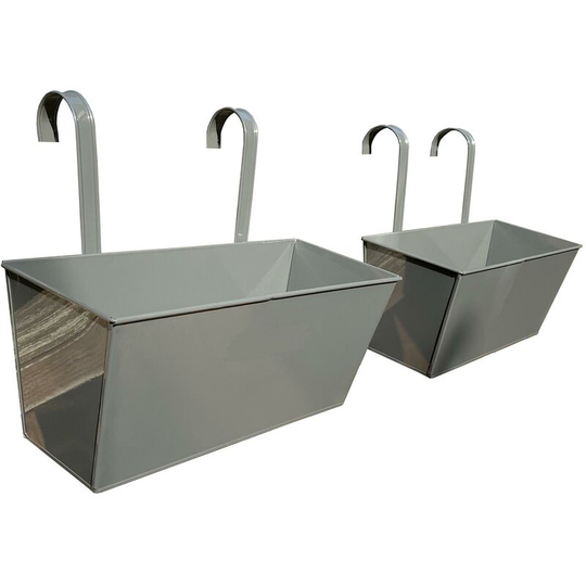 Selections - French Grey Balcony Hanging Planters (Set of 2)
