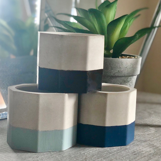 Octagon Pot Trio | Eco-Friendly, Sustainable Concrete Home Decor
