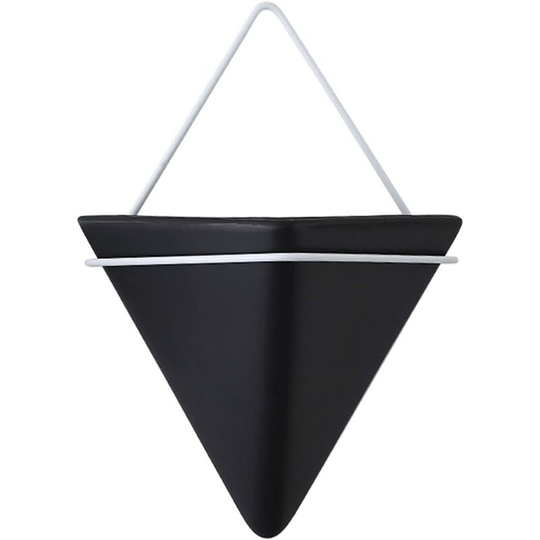 Langray - Hanging Planters Wall Hanging Planter Room Decoration Vases Basket Indoor Outdoor Garden Balcony Office Hanging, Black ceramic white iron