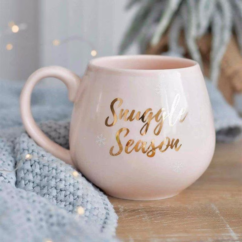 Christmas Mug Snuggle Season Pretty Pink With Rose Gold Detail