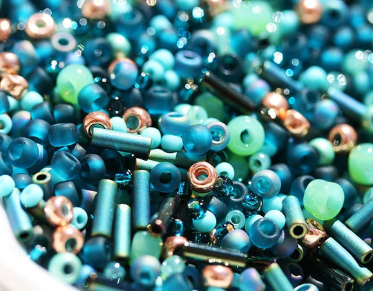 Green Seed Beads Mix Toho Teal 3222, Rocailles Japanese Glass - 10G S269