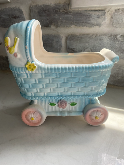 So Cute Vintage Relpo Japan Baby Carriage Planter Kitsch Shower