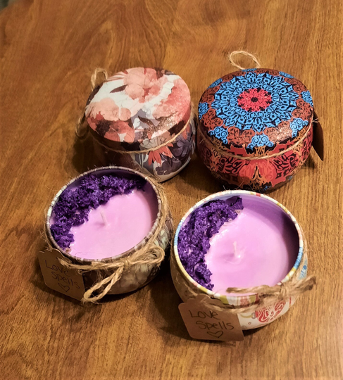 Love Spells Scented Soy Wax Candle With Dried Flowers