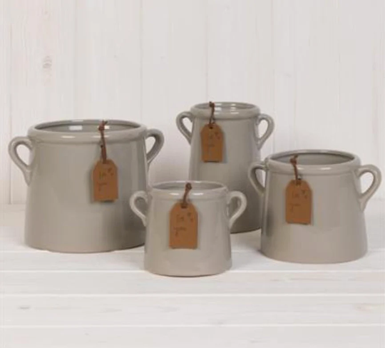 Grey Planter Plant Pot With Handles