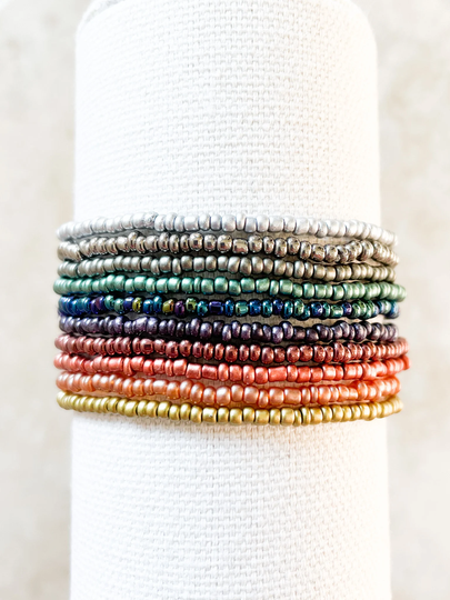 Metallic Seed Bead Bracelet, Beaded Stretch Jewelry, Bracelets, Bracelet