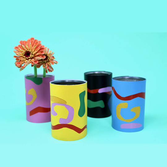 Leather Abstract Tin Can Plant Pot Cover