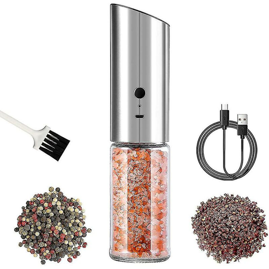Salt And Pepper Mill, Illuminated, Electronic, Made Of Stainless Steel, Salt And