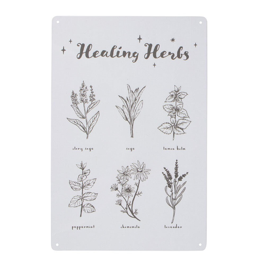 Kitchen Witch Healing Herbs Metal Wall Sign/ Hanging
