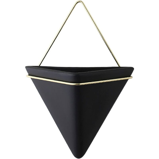 Langray - Hanging Planters Wall Hanging Planter Room Decoration Vases Basket Indoor Outdoor Garden Balcony Office Hanging, Black ceramic gold iron