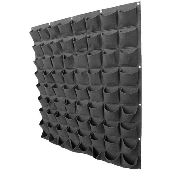 72 Pocket Planting Bag Hanging Wall Vertical Planter Hanging Flower Herb Garden - Black