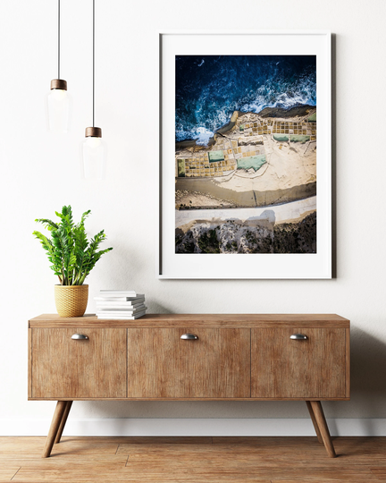 Gozo Salt Pans - Malta Print Photography Aerial Photo Seascape Sea Blue Wall Art