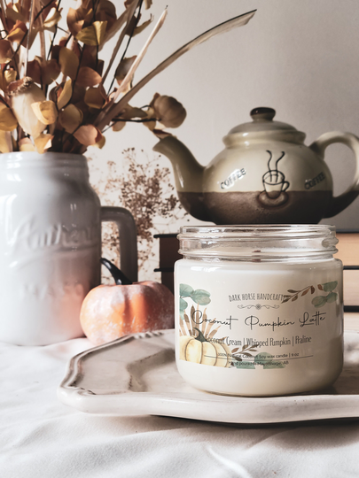 Coconut Pumpkin Latte - Fall Candles, Wood Wick, Seasonal, Decor, Soy Wax, Decor, Autumn Candle