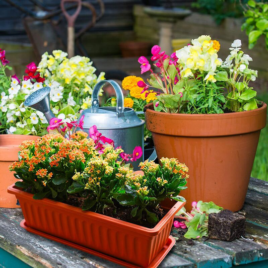 3 Pack 17' Terracotta Plastic Planters for Windowsills, Patio, Garden, Home Decor, Porch (Brick Red)