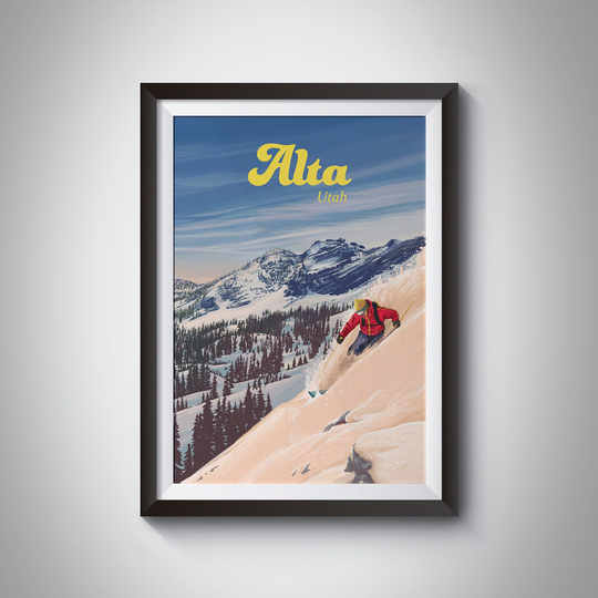 Alta Utah Ski Resort Poster, Snowbird, Vintage North American Skiing Print, Salt Lake City, Park City Ut, Usa, Rocky Mountains