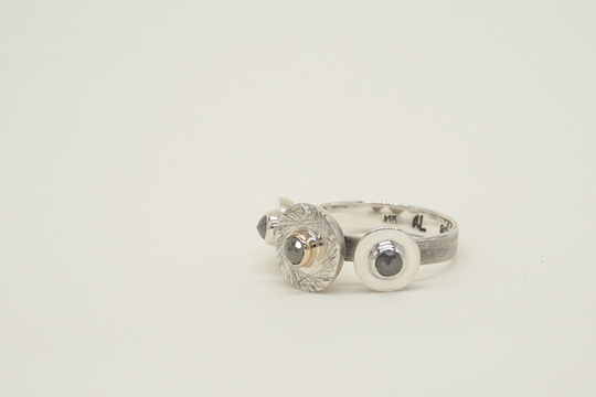 Salt & Pepper Diamond Engagement Ring, 14K Statement Wedding Bespoke Modern Bride, Anniversary Gift