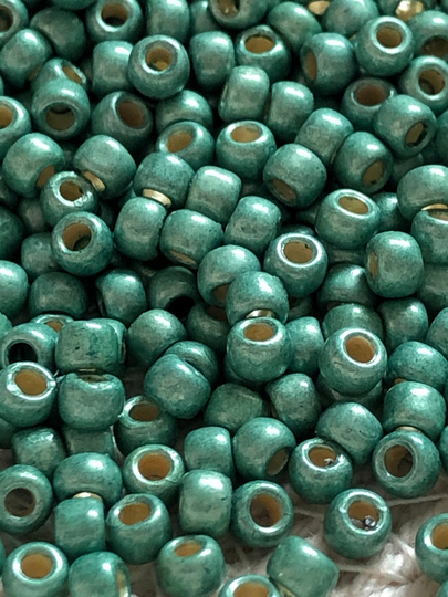 New Toho Round Seed Beads, 8/0, Permafinish - Matte-Galvanized Jade Green, | Tr-08-Pf589F, Qty 20 Grams, 3mm Beads
